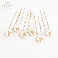 6 pics Sunflower Bridesmaid Crystals Hair Clips Women Daily Gold Brides Hairpins Wedding Sticks for Brides