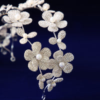 Double Layres Flower Brides Tiaras Crowns Crystal Silver Brides Headbands