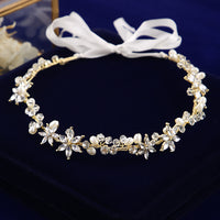 Girls Long Hairbands Handmade Crystal Brides Headbands Gold Wedding Tiaras Headpieces