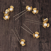 5 pics Gold color Pearls Hairpins Gold Hair Sticks