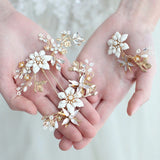 3 pics/set Handmade Brides Barrettes and Hairpins Crystal Headbands Wedding Hair Jewelry