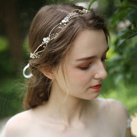 Gold Brides Long Hairbands Rhinestones Headbands Bridal Crystal Hair accessory