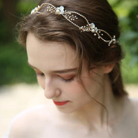 Gold Brides Long Hairbands Rhinestones Headbands Bridal Crystal Hair accessory