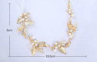 Gold Leaves Brides Long Hairbands Rhinestones Headbands Bridal Crystal Hair accessory