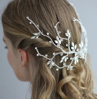 Silver irregular Brides Barrettes Headpieces Crystal Headbands Wedding Hair Jewelry D2314