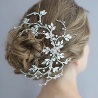 Silver irregular Brides Barrettes Headpieces Crystal Headbands Wedding Hair Jewelry D2314