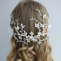 Silver irregular Brides Barrettes Headpieces Crystal Headbands Wedding Hair Jewelry D2314