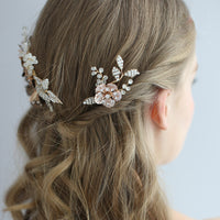 Cute Gold Leaves Brides Tiaras Hairaband Flower Hairpins D2315