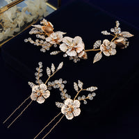 Cute Gold Leaves Brides Tiaras Hairaband Flower Hairpins D2315