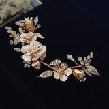 Cute Gold Leaves Brides Tiaras Hairaband Flower Hairpins D2315