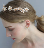 Flower Brides Long Hairbands set Bridal Barrettes Headpieces Wedding Hair Accessory D2323