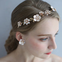 Brides Soft Hairbands set Bridal Flower Barrettes Headpieces Wedding Hair Accessory D2327