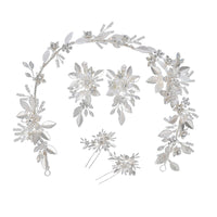 European Leaves Brides Tiaras Headpieces set Crystals Bridal Hairpins Wedding Hair Accessory D2330