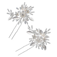 European Leaves Brides Tiaras Headpieces set Crystals Bridal Hairpins Wedding Hair Accessory D2330