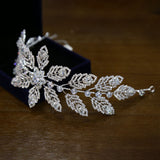 Sparkle Leaves Crystal Tiaras Headbands Wedding Hair Accessory