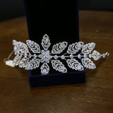 Sparkle Leaves Crystal Tiaras Headbands Wedding Hair Accessory