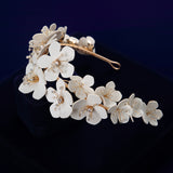 European White Flower Brides Hairbands Bridal Crystal Headbands Wedding Hair Jewelry