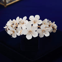 European White Flower Brides Hairbands Bridal Crystal Headbands Wedding Hair Jewelry