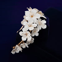 European White Flower Brides Hairbands Bridal Crystal Headbands Wedding Hair Jewelry