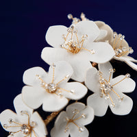 European White Flower Brides Hairbands Bridal Crystal Headbands Wedding Hair Jewelry