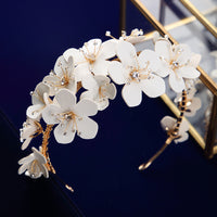 European White Flower Brides Hairbands Bridal Crystal Headbands Wedding Hair Jewelry