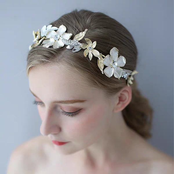 Baroque Leaves Brides Hairbands Bridal Crystal Headbands Wedding Hair Jewelry G4159