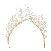 European Gold Pearls Brides Tiaras Headpieces set Bridal Crowns Wedding Hair Accessory G4169