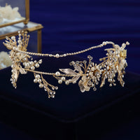 2T Flower Brides Hairbands with Earring Bridal Barrettes Headpieces