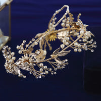 2T Flower Brides Hairbands with Earring Bridal Barrettes Headpieces