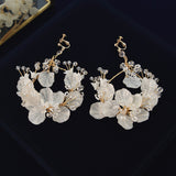 New Korean Flower Brides Tiaras Headbands with Earring