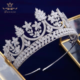 Royal Queen Rose Gold Tiaras Crowns for Brides Crystal Brides Hairbands Full Zircon Wedding Hair Accessories