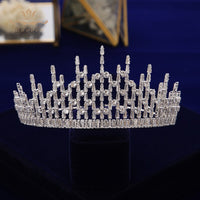 Oversize Sparkly Full Zircon Bridal Tiaras Headpiece Crystal Crowns Wedding Hair Accessory TR0462