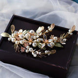 Handmade Pearls Brides Barrettes Hairbands Leaves Headpieces High Quality asw7343