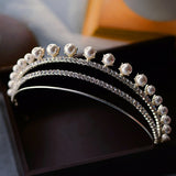 Princess Pearls Bridal Crowns Tiara Bride Headband Wedding Diadem Queen