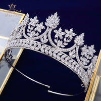 Royal Queen Rose Gold Tiaras Crowns for Brides Crystal Brides Hairbands Full Zircon Wedding Hair Accessories