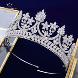 Royal Queen Rose Gold Tiaras Crowns for Brides Crystal Brides Hairbands Full Zircon Wedding Hair Accessories