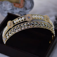 European Pearls Crowns Gold Bride Hairbands Wedding Headpieces