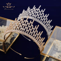 Oversize Sparkly Full Zircon Bridal Tiaras Headpiece Crystal Crowns Wedding Hair Accessory TR0462