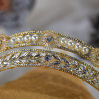 European Pearls Crowns Gold Bride Hairbands Wedding Headpieces