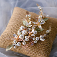 Handmade Pearls Brides Barrettes Hairbands Leaves Headpieces High Quality asw7343