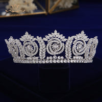 Full Zircon Crystal Wedding Hair Accessories Brides Royal Princess Hairbands Queen Silver Tiaras Crowns