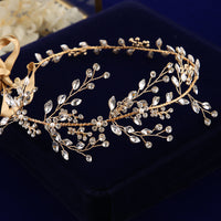 Korean Handmade Gold Wedding Hairbands Brides Soft Rhinestone Tiara Head Wear Crystal Hair Jewelry