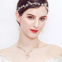 Soft Leaves Brides Hairbands Soft Bridal Crystal Tiara Gold Hair Jewelry Wedding Hair Accessories