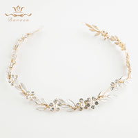 Soft Leaves Brides Hairbands Soft Bridal Crystal Tiara Gold Hair Jewelry Wedding Hair Accessories