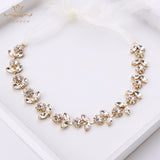 Korean Gold Crystal Brides Hairbands with Ribbon Soft Wedding Hair Accessories