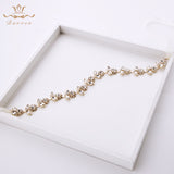 Korean Gold Crystal Brides Hairbands with Ribbon Soft Wedding Hair Accessories