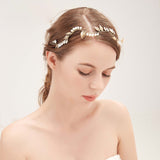 Sparkling Handmade Leaf Wedding Hair Accessories Bride Pearls Headbands Fashion Gold Bridal Tiaras Headpiece For Bride