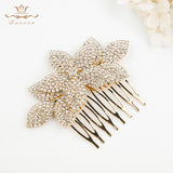 Woman Crystal Brides Hair Combs European Leaves Gold Hair Sticks Wedding Hair Accessory