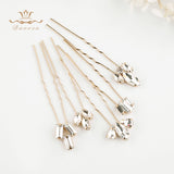 5 pics/ lot European Rose Gold Hairpins Women Crystal Brides Hairpins Wedding Hair Accessories