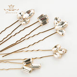 5 pics/ lot European Rose Gold Hairpins Women Crystal Brides Hairpins Wedding Hair Accessories